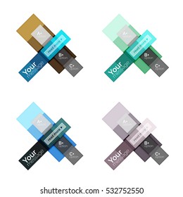 Vector color stripes infographics templates with sample option text, isolated on white. Geometric business abstract layouts for your message or figure presentation