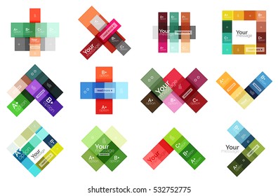 Vector color stripes infographics templates with sample option text, isolated on white. Geometric business abstract layouts for your message or figure presentation