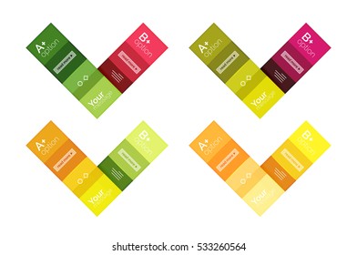Vector color stripes infographics templates with sample option text, isolated on white. Geometric business abstract layouts for your message or figure presentation