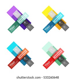El color vectorial rayas las plantillas de infografía con texto de opción de ejemplo, aislado en blanco. Diseños abstractos de negocio geométricos para la presentación de mensajes o figuras