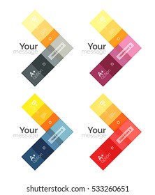 Vector color stripes infographics templates with sample option text, isolated on white. Geometric business abstract layouts for your message or figure presentation