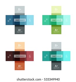 Vector color stripes infographics templates with sample option text, isolated on white. Geometric business abstract layouts for your message or figure presentation