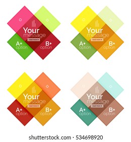 Vector color stripes infographics templates with sample option text, isolated on white. Geometric business abstract layouts for your message or figure presentation