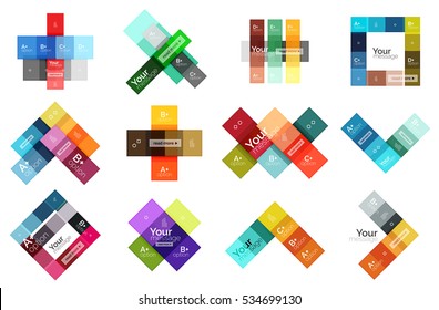 El color vectorial rayas las plantillas de infografía con texto de opción de ejemplo, aislado en blanco. Fondo de línea abstracto de negocio geométrico para diseño de flujo de trabajo, diagrama, opciones de número o diseño web
