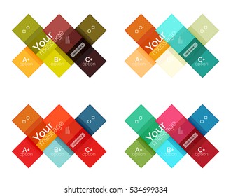 El color vectorial rayas las plantillas de infografía con texto de opción de ejemplo, aislado en blanco. Fondo de línea abstracto de negocio geométrico para diseño de flujo de trabajo, diagrama, opciones de número o diseño web