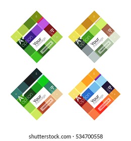 Vector color stripes infographics templates with sample option text, isolated on white. Geometric business abstract layouts for your message or figure presentation