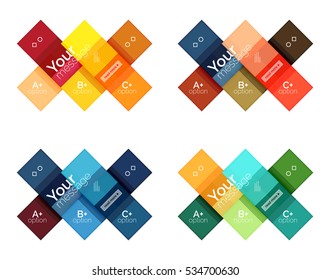 Vector color stripes infographics templates with sample option text, isolated on white. Geometric business abstract layouts for your message or figure presentation