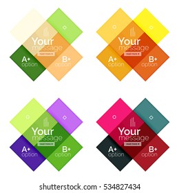 Vector color stripes infographics templates with sample option text, isolated on white. Geometric business abstract layouts for your message or figure presentation