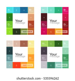 Vector color stripes infographics templates with sample option text, isolated on white. Geometric business abstract layouts for your message or figure presentation
