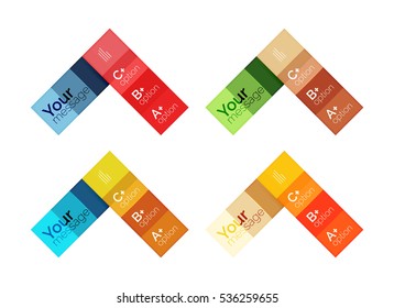 Vector color stripes infographics templates with sample option text, isolated on white. Geometric business abstract layouts for your message or figure presentation