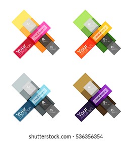 Vector color stripes infographics templates with sample option text, isolated on white. Geometric business abstract line background for workflow layout, diagram, number options or web design
