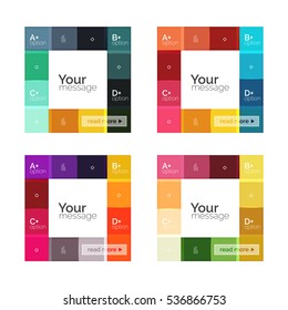 Vector color stripes infographics templates with sample option text, isolated on white. Geometric business abstract layouts for your message or figure presentation
