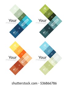 El color vectorial rayas las plantillas de infografía con texto de opción de ejemplo, aislado en blanco. Diseños abstractos de negocio geométricos para la presentación de mensajes o figuras