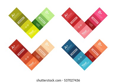 El color vectorial rayas las plantillas de infografía con texto de opción de ejemplo, aislado en blanco. Fondo de línea abstracto de negocio geométrico para diseño de flujo de trabajo, diagrama, opciones de número o diseño web