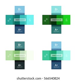 A cor vetorial distribui modelos de infográficos com texto de opção de amostra, isolado em branco. Layouts abstratos de negócios geométricos para sua apresentação de mensagem ou figura