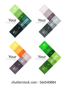 El color vectorial rayas las plantillas de infografía con texto de opción de ejemplo, aislado en blanco. Fondo de línea abstracto de negocio geométrico para diseño de flujo de trabajo, diagrama, opciones de número o diseño web