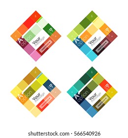 El color vectorial rayas las plantillas de infografía con texto de opción de ejemplo, aislado en blanco. Fondo de línea abstracto de negocio geométrico para diseño de flujo de trabajo, diagrama, opciones de número o diseño web