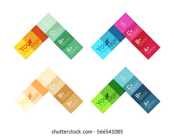 Vector color stripes infographics templates with sample option text, isolated on white. Geometric business abstract layouts for your message or figure presentation