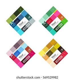 A cor vetorial distribui modelos de infográficos com texto de opção de amostra, isolado em branco. Layouts abstratos de negócios geométricos para sua apresentação de mensagem ou figura