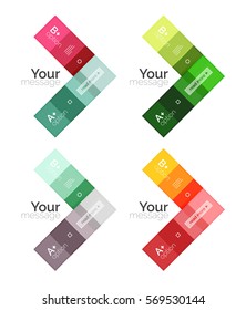 El color vectorial rayas las plantillas de infografía con texto de opción de ejemplo, aislado en blanco. Fondo de línea abstracto de negocio geométrico para diseño de flujo de trabajo, diagrama, opciones de número o diseño web