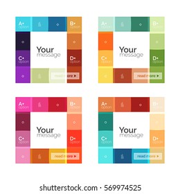 Vector color stripes infographics templates with sample option text, isolated on white. Geometric business abstract layouts for your message or figure presentation