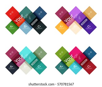 El color vectorial rayas las plantillas de infografía con texto de opción de ejemplo, aislado en blanco. Fondo de línea abstracto de negocio geométrico para diseño de flujo de trabajo, diagrama, opciones de número o diseño web