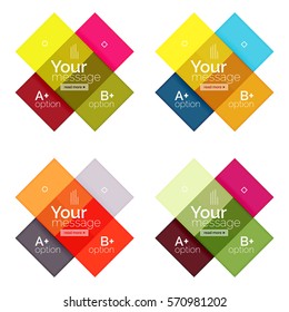 Vector color stripes infographics templates with sample option text, isolated on white. Geometric business abstract layouts for your message or figure presentation