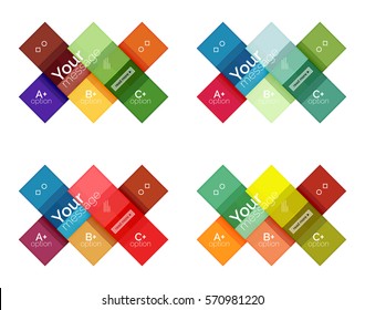 Vector color stripes infographics templates with sample option text, isolated on white. Geometric business abstract line background for workflow layout, diagram, number options or web design