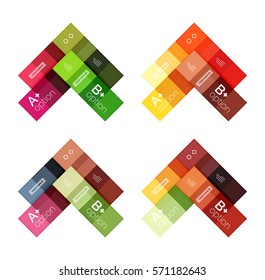 Vector color stripes infographics templates with sample option text, isolated on white. Geometric business abstract layouts for your message or figure presentation