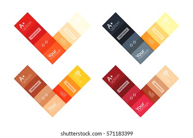 El color vectorial rayas las plantillas de infografía con texto de opción de ejemplo, aislado en blanco. Diseños abstractos de negocio geométricos para la presentación de mensajes o figuras
