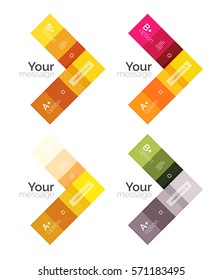 Vector color stripes infographics templates with sample option text, isolated on white. Geometric business abstract layouts for your message or figure presentation