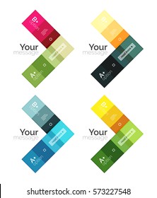 Vector color stripes infographics templates with sample option text, isolated on white. Geometric business abstract layouts for your message or figure presentation