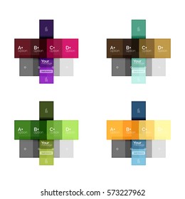 Vector color stripes infographics templates with sample option text, isolated on white. Geometric business abstract layouts for your message or figure presentation