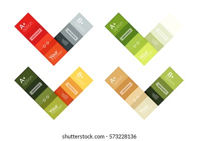 Vector color stripes infographics templates with sample option text, isolated on white. Geometric business abstract layouts for your message or figure presentation