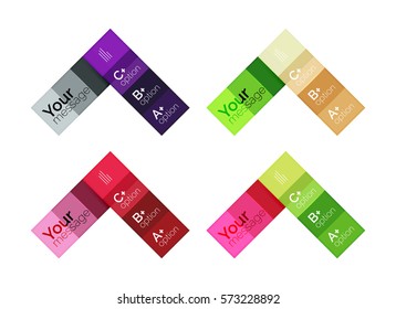 Vector color stripes infographics templates with sample option text, isolated on white. Geometric business abstract layouts for your message or figure presentation