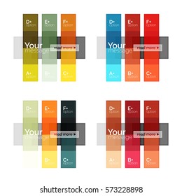 Vector color stripes infographics templates with sample option text, isolated on white. Geometric business abstract layouts for your message or figure presentation