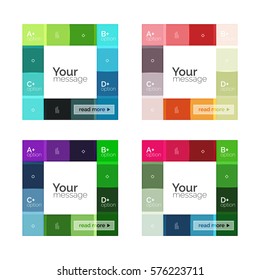 El color vectorial rayas las plantillas de infografía con texto de opción de ejemplo, aislado en blanco. Diseños abstractos de negocio geométricos para la presentación de mensajes o figuras