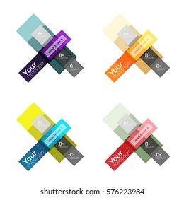 Vector color stripes infographics templates with sample option text, isolated on white. Geometric business abstract line background for workflow layout, diagram, number options or web design