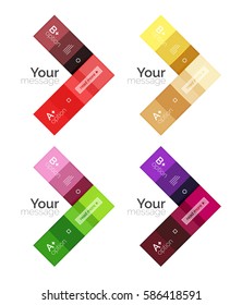 Vector color stripes infographics templates with sample option text, isolated on white. Geometric business abstract layouts for your message or figure presentation