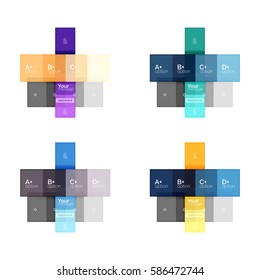 Vector color stripes infographics templates with sample option text, isolated on white. Geometric business abstract layouts for your message or figure presentation