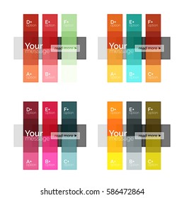 El color vectorial rayas las plantillas de infografía con texto de opción de ejemplo, aislado en blanco. Diseños abstractos de negocio geométricos para la presentación de mensajes o figuras