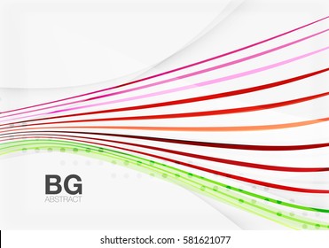 Vektorfarbstreifen, Wellenlinien, moderner geometrischer Hintergrund. Vektorvorlagenhintergrund für das Workflowlayout, -diagramm, -nummeroptionen oder Webdesign