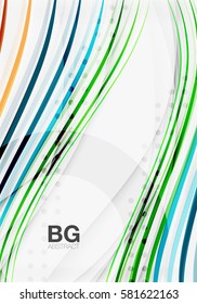 Vector color stripes, wave lines modern geometric background. Vector template background for workflow layout, diagram, number options or web design