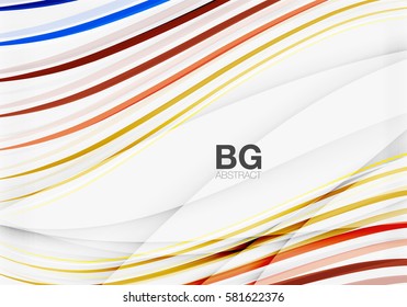 Vektorfarbstreifen, Wellenlinien, moderner geometrischer Hintergrund. Vektorvorlagenhintergrund für das Workflowlayout, -diagramm, -nummeroptionen oder Webdesign