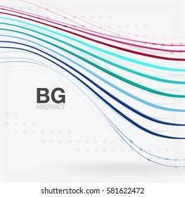 Vector color stripes, wave lines modern geometric background. Vector template background for workflow layout, diagram, number options or web design