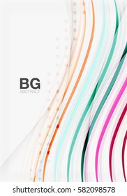 Bandas de color vectorial, líneas onduladas fondo geométrico moderno. Fondo de plantilla de vector para diseño de flujo de trabajo, diagrama, opciones de número o diseño web