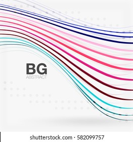 Vector color stripes, wave lines modern geometric background. Vector template background for workflow layout, diagram, number options or web design