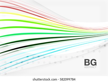 Bandas de color vectorial, líneas onduladas fondo geométrico moderno. Fondo de plantilla de vector para diseño de flujo de trabajo, diagrama, opciones de número o diseño web