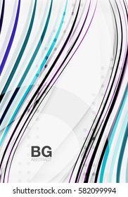 Vector color stripes, wave lines modern geometric background. Vector template background for workflow layout, diagram, number options or web design