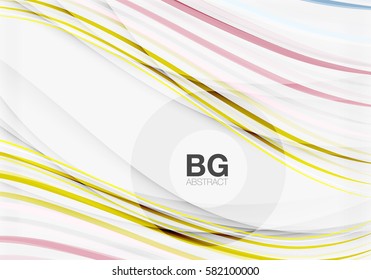 Vektorfarbstreifen, Wellenlinien, moderner geometrischer Hintergrund. Vektorvorlagenhintergrund für das Workflowlayout, -diagramm, -nummeroptionen oder Webdesign